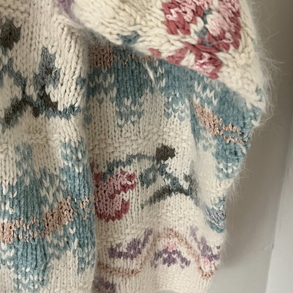 Vintage Express Angora Handknit Cardigan Silk Angora Size Large 90s Tradwife - Picture 11 of 11